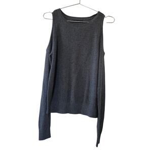 Abercrombie & Fitch Gray Cold Shoulder Knit Sweater Women Size S Cotton Blend
